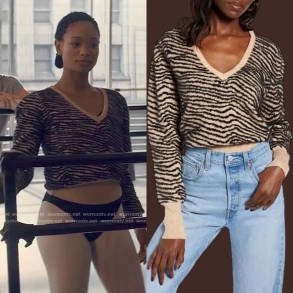 ASTR The Label ‘Tiger Stripe V-Neck Sweater’ Size Large ASO Tiny Pretty Things - Picture 1 of 15
